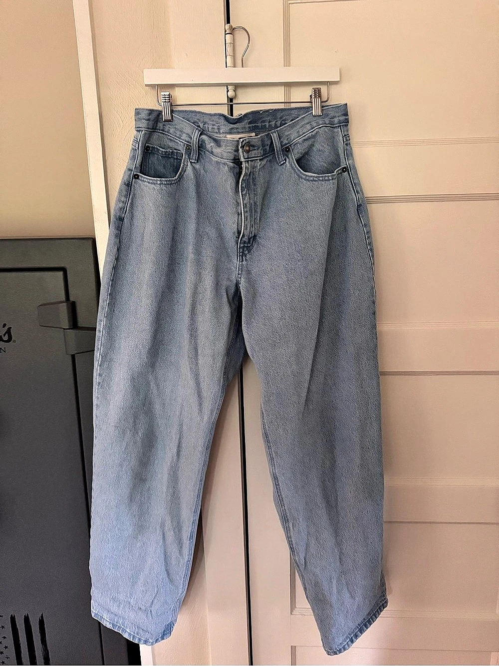 KBB by Kahlana Jean Barrel Leg Jeans in Blue Waist 12